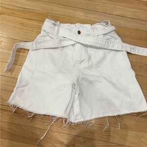 Zara High Waist White Shorts with Belt